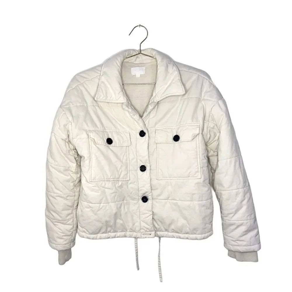 Every Point Collar Long Sleeve Button Front Puffer Jacket